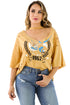 Sexy Mustard 1967 Graphic Print Ripped Oversize Top